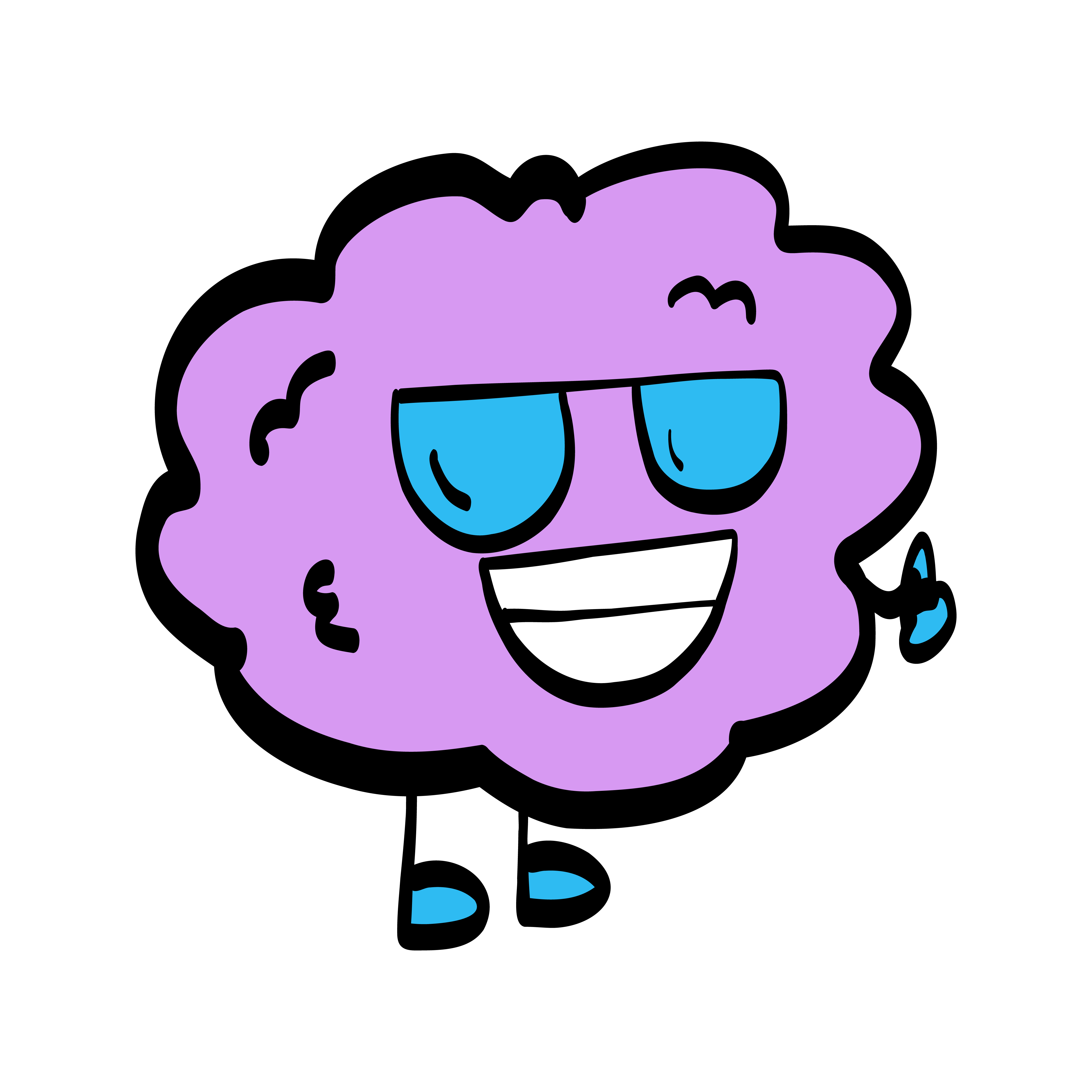 Der Sticker zeigt ein fliederfarbenes Gehirn, das als coole Figur mit kurzen Beinen und Armen lässig den Daumen nach oben hält. Mit blauer Sonnenbrille und breitem Lächeln versprüht es gute Stimmung. Das gesamte Stickerpaket „MINT-Spirit“ zeichnet sich durch seinen Cartoon-Stil mit schwarzen, dynamischen Linien und hellblauen, fliederfarbenen, sonnengelben und bordroten Füllfarben aus.